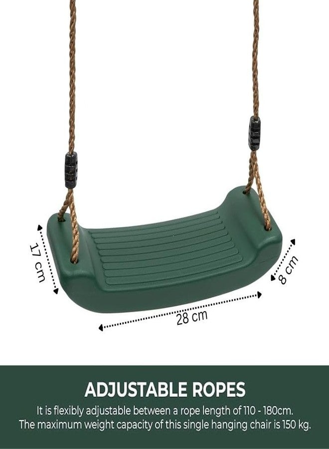 CHARMING TREASURES Kids Indoor Outdoor Plastic Swing Seat with Hight Adjustable Rope Strong Tree Swing for Playground Backyard Holds 120Kg for 3-12 Years Kids Children (Green) - Image 5